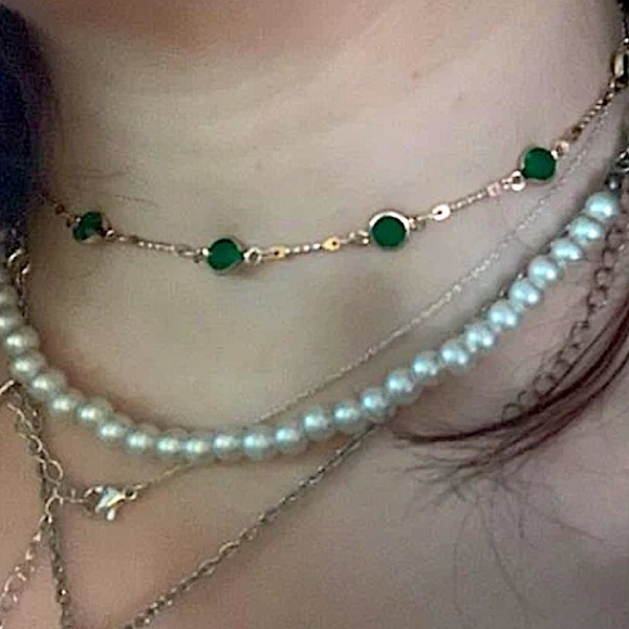 Gold Emerald Green Zircon Choker - Picture 8 of 9